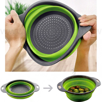 圓形矽膠折疊洗菜籃(二件式)