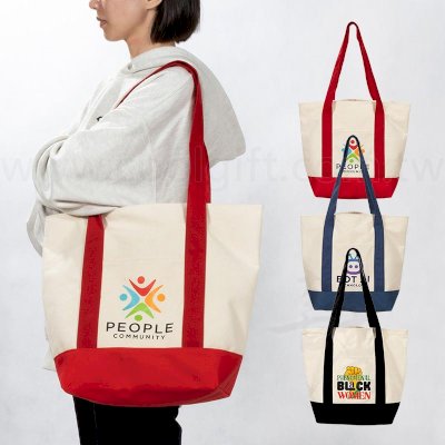 大尺寸經典帆布雙色購物袋