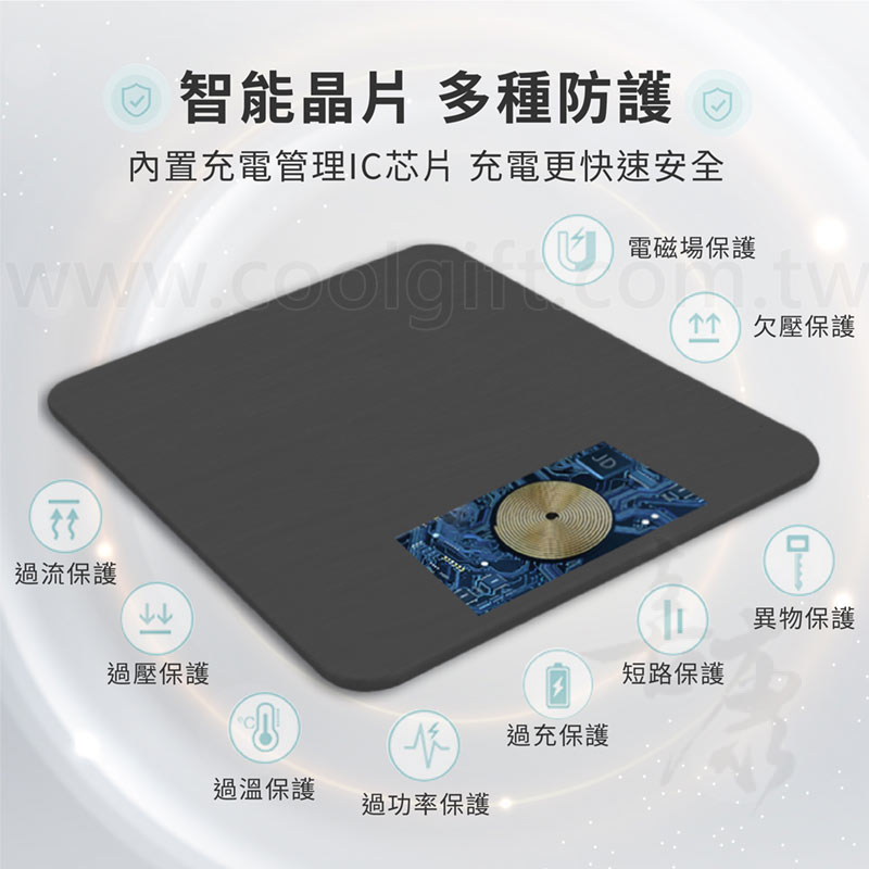 15W PU皮革無線充電滑鼠墊