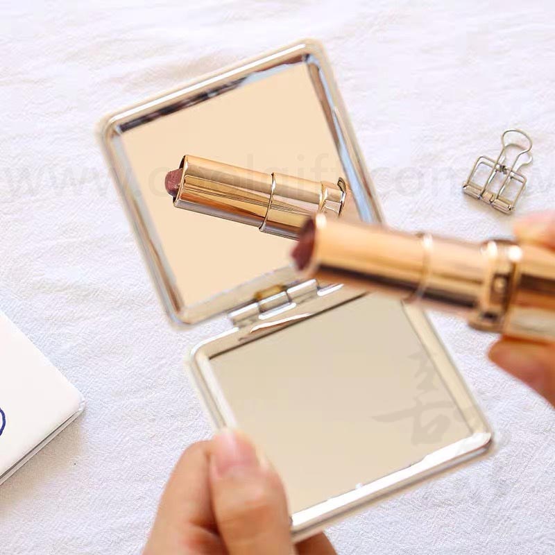 彩印皮革方形折疊隨身鏡