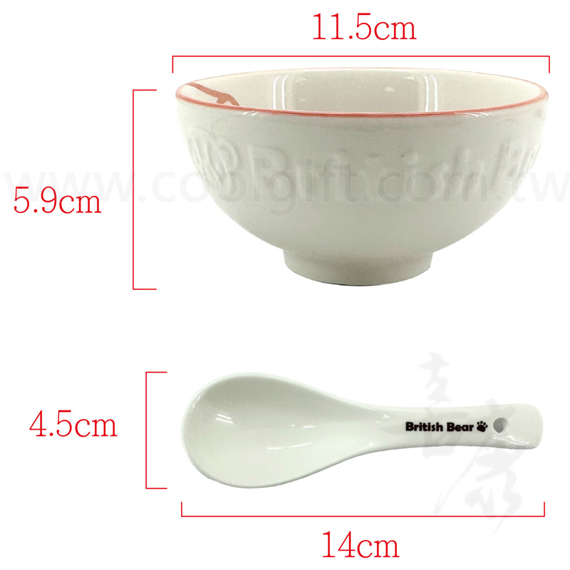 英國熊浮雕造型6碗6匙