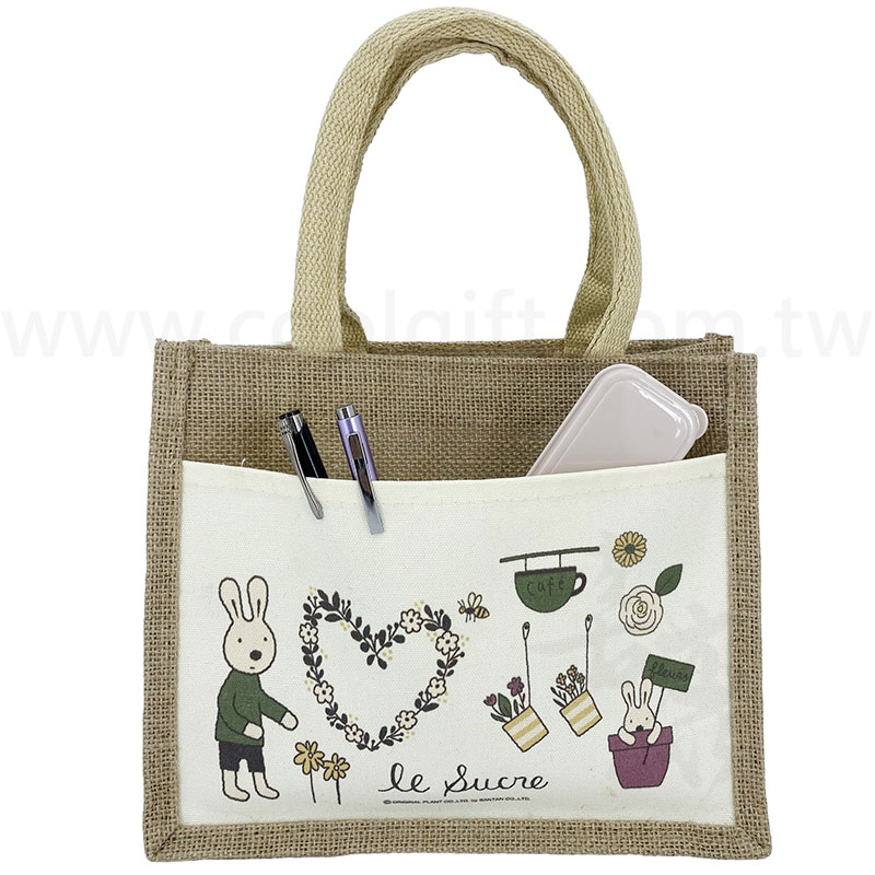 法國兔棉麻雙層手提袋