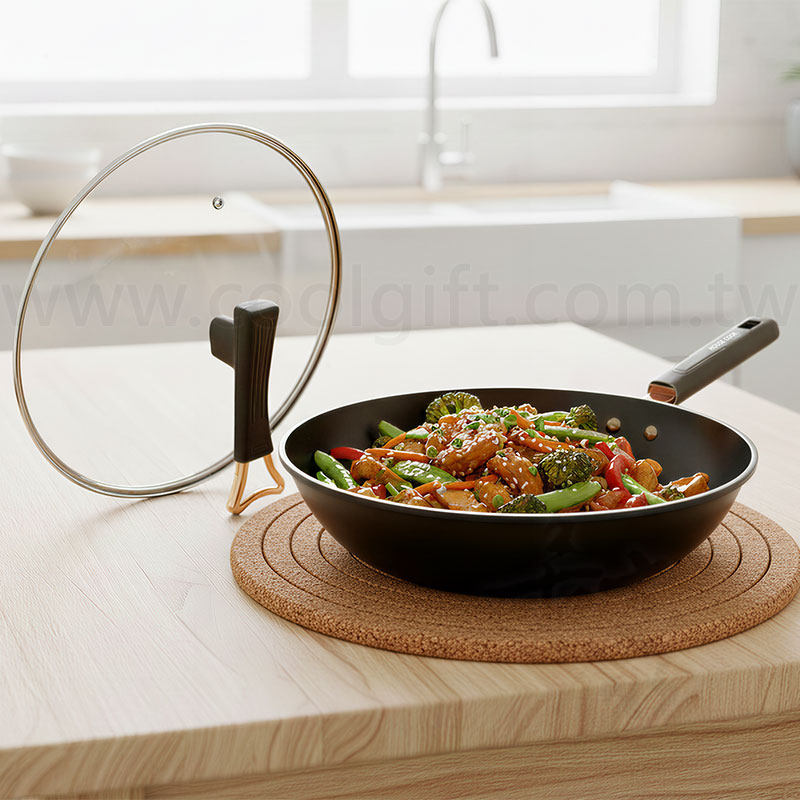 鍋霸碳鋼32CM鈦炒鍋附蓋