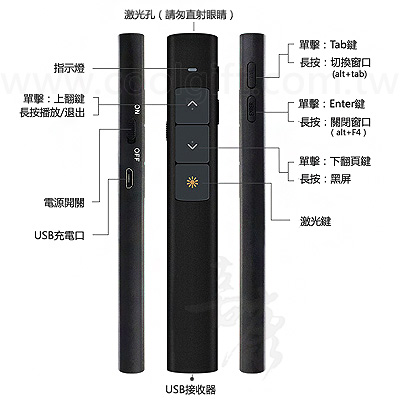 充電式無線翻頁鐳射筆(紅燈)